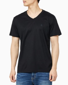 CK 남성 슬림핏 머서라이즈 브이넥 반팔 티셔츠